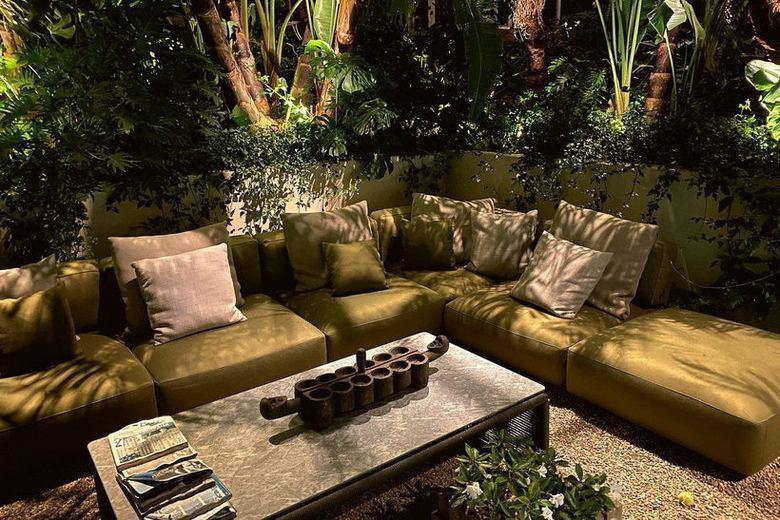 Garden Terrace lit at night