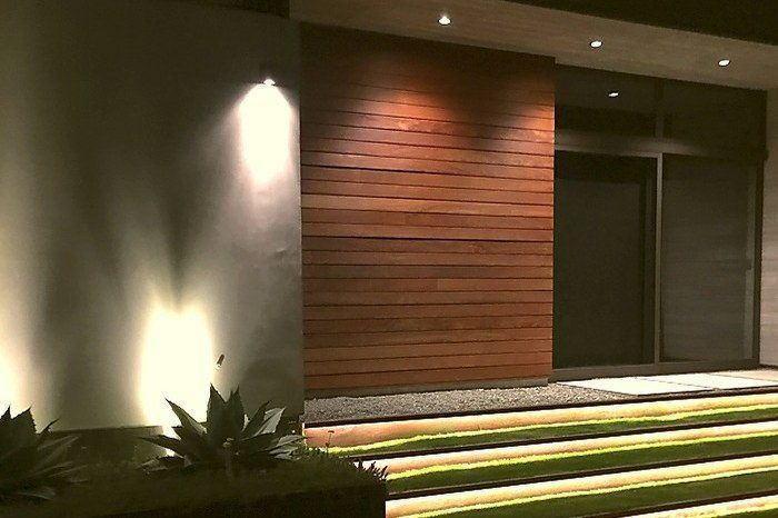 Modern House lit at night