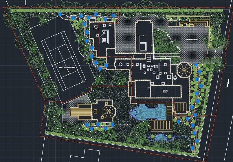 A LightScaper landscape lighting plan in CAD