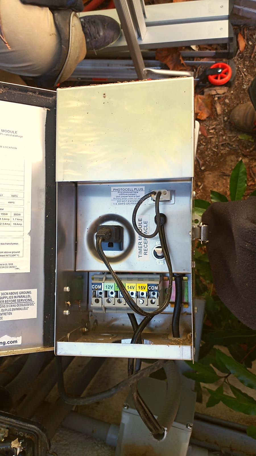 A transformer panel with timer module and voltage taps