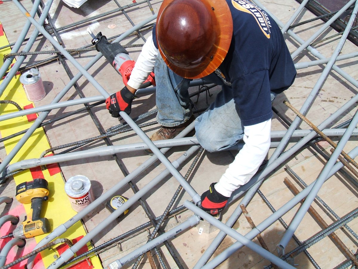 Running conduit on a commercial deck